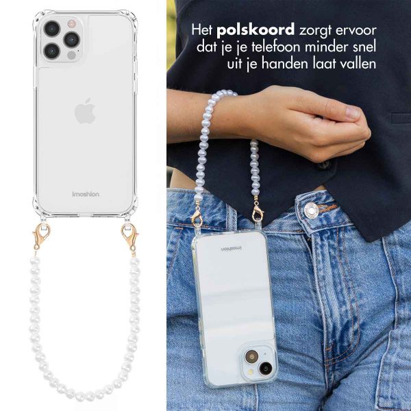 imoshion Backcover met koord + armband iPhone 12 (Pro) - Parels