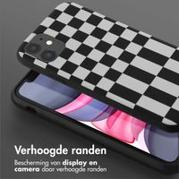 Selencia Siliconen design hoesje met afneembaar koord iPhone 11 - Irregular Check Black