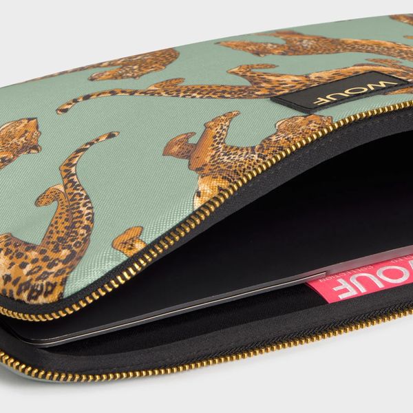 Wouf Daily Laptop Hoes 15-16 inch - Laptopsleeve - Emerald Leopard