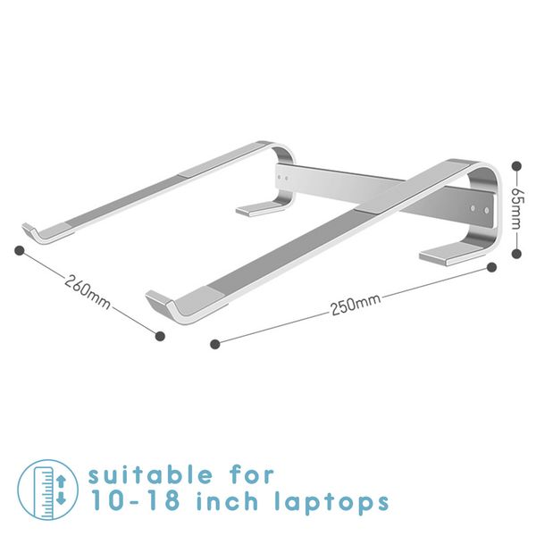 imoshion Laptop standaard bureau - Verstelbaar - Maximaal 18 inch - Aluminium - Zilver