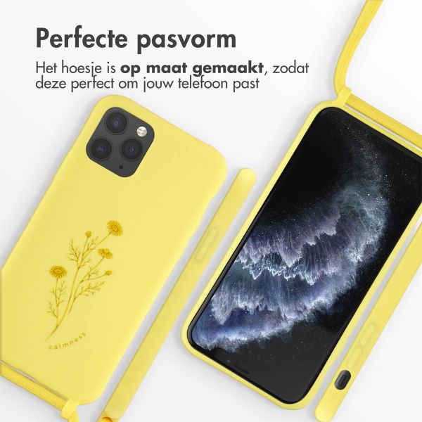 imoshion Siliconen design hoesje met koord iPhone 11 Pro - Flower Yellow