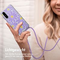 imoshion Design hoesje met koord Samsung Galaxy A36 - Tropical Violet Flowers Connect