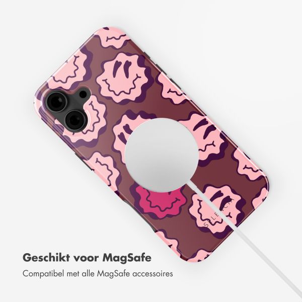 Selencia Vivid Backcover met MagSafe Apple iPhone 16 - Wavy Smiley Pink