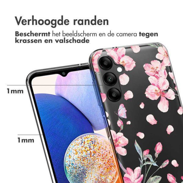 imoshion Design hoesje Samsung Galaxy A14 (5G/4G) - Bloem - Roze / Groen