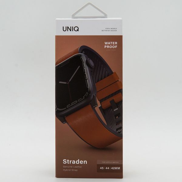 Uniq Straden Waterproof leren bandje Apple Watch Series 1 t/m 10 / SE / Ultra (2) (44/45/46/49 mm) - Toffee Brown