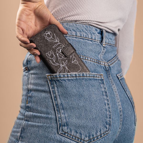 imoshion Design Softcase Bookcase Galaxy A71 - Woman Flower Black