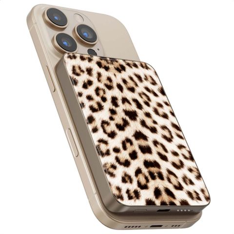Selencia Vivid Powerbank 5.000 mAh - Draadloze Powerbank - MagSafe en Qi - Desert Gold / Wild Leo