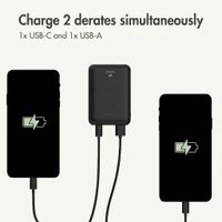 imoshion Compact Power Bank 10,000 mAh - Small power bank - 22.5W fast charger - USB-C / USB-A - Black