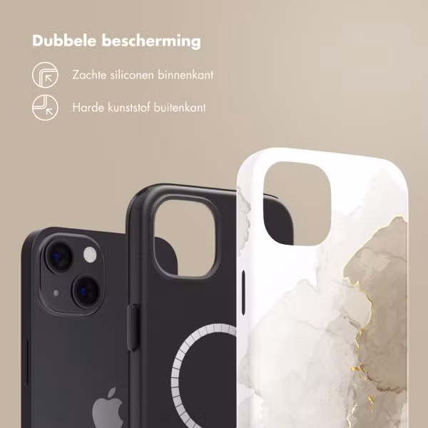 Selencia Vivid Backcover met MagSafe Apple iPhone 13 - Marble Light Brown