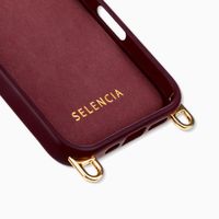 Selencia Rivièra MagSafe Backcover met afneembare haakjes voor de Apple iPhone 16 Pro Max - Bold Burgundy + Sorbet Pop Polskoord - Pink