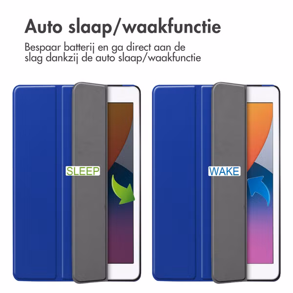 imoshion Trifold Bookcase Apple iPad 9 (2021) 10.2 inch / iPad 8 (2020) 10.2 inch / iPad 7 (2019) 10.2 inch - Cobalt Blue
