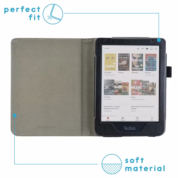imoshion Vegan Leather Bookcase Kobo Clara Colour / BW - Zwart