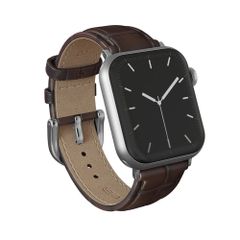 Burga Genuine Leather Band Apple Watch Series 1 - 9 / SE (38/40/41 mm) | Series 10 / 11 (42 mm) - Espresso / Silver