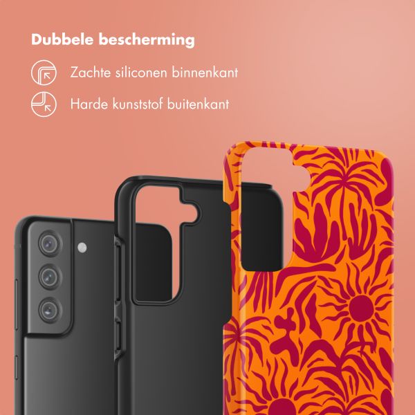 Selencia Vivid Tough Backcover Samsung Galaxy S21 FE - Tropical Vibes Apricot