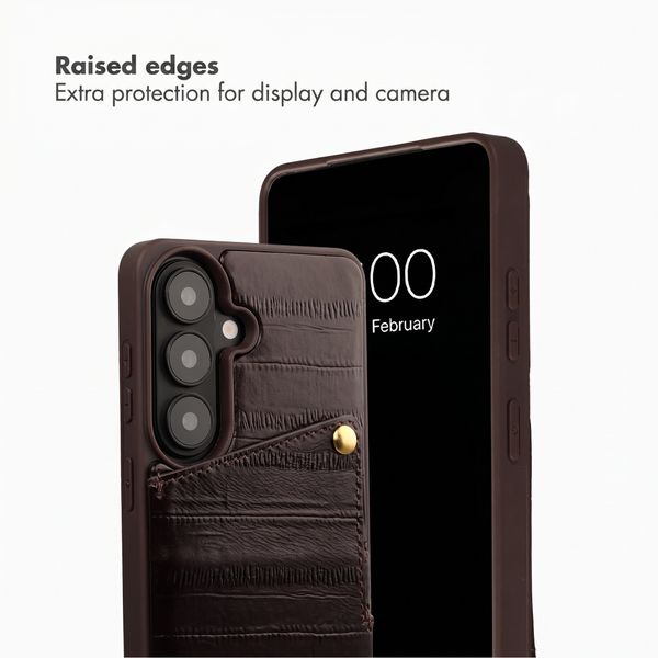 Selencia Nova Real Leather Back Cover with Card Holder Samsung Galaxy S26 - Dark Chocolate