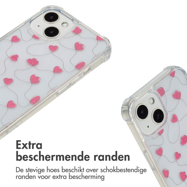 imoshion Design hoesje met koord Apple iPhone 13 - Dusty Rose Connected Hearts