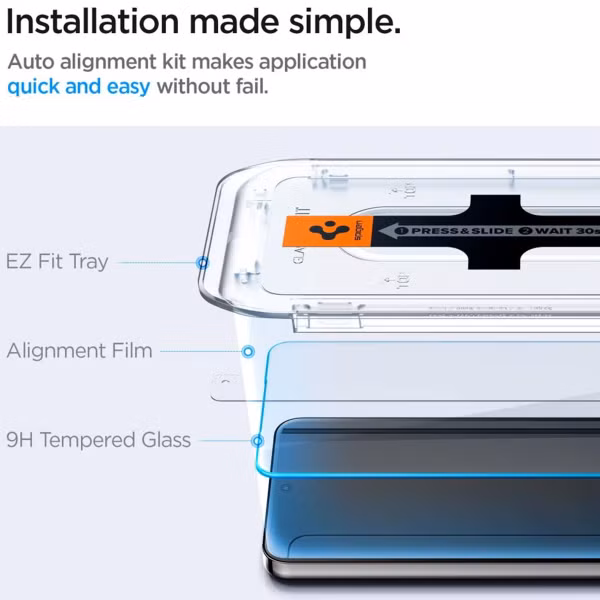 Spigen GLAStR EZ Fit Screenprotector + Applicator 2-pack Samsung Galaxy S24 / S25