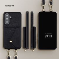 Selencia Sera Phone Case with Cord and Envelope Card Holder Samsung Galaxy A37 (5G) - Black
