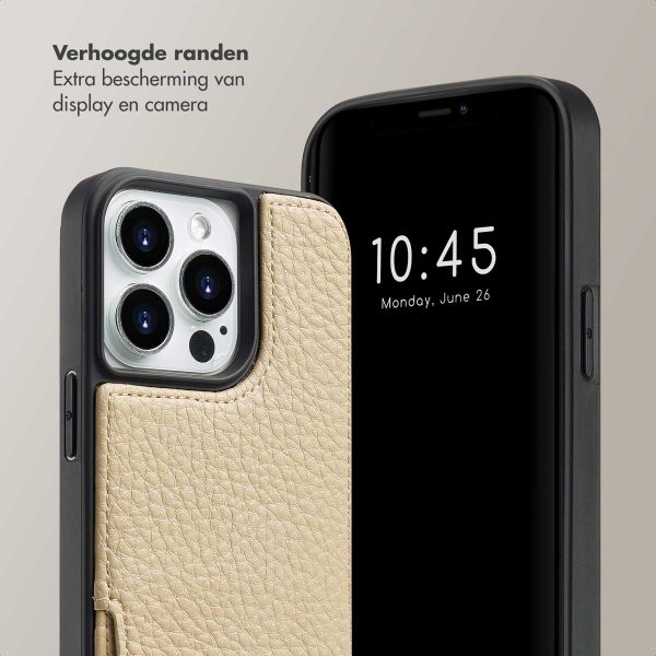 Selencia Nova Backcover met koord en pashouder iPhone 14 Pro - Beige