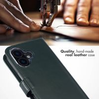 Selencia Genuine Leather Book Case Apple iPhone 16 - Green