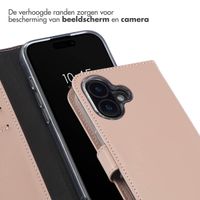 Selencia Echt Lederen Bookcase iPhone 16 Plus - Dusty Pink