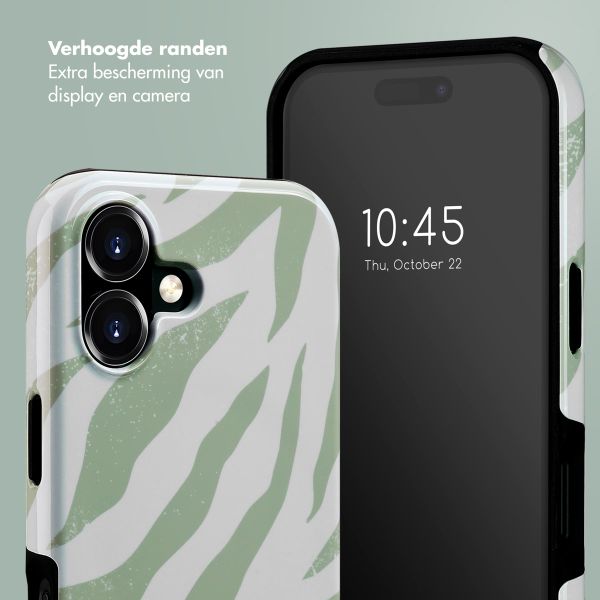 Selencia Vivid Tough Backcover met MagSafe iPhone 16 - Colorful Zebra Sage Green