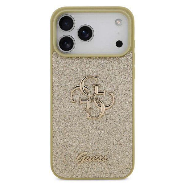 Guess 4G Metal Logo Glitter Backcover Apple iPhone 17 Pro - Goud