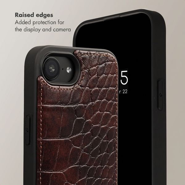 Selencia Nova Croco Phone Case with Cord and Card Holder Apple iPhone 17e / 16e - Burgundy