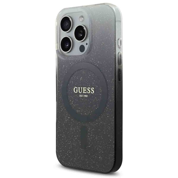 Guess MagSafe IML Glitter Gradient Case Apple iPhone 16 Pro - Zwart