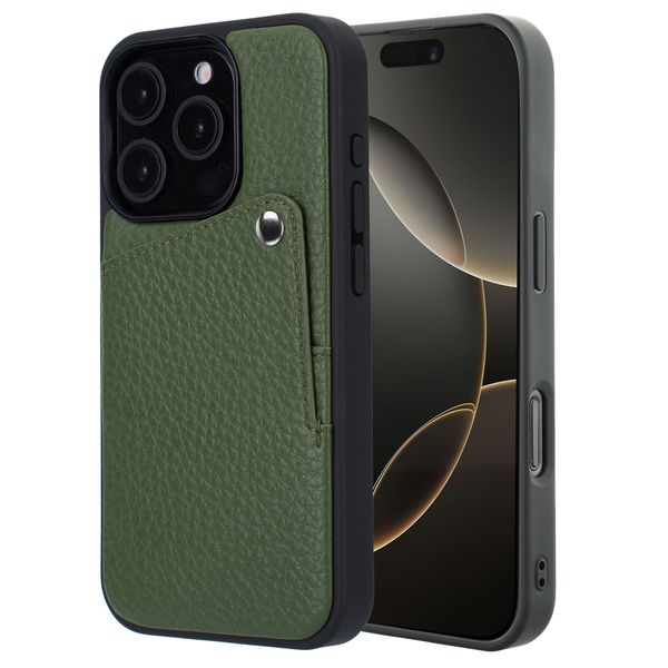 Selencia Riva Backcover met Pashouder Apple iPhone 16 Pro - Sage Green