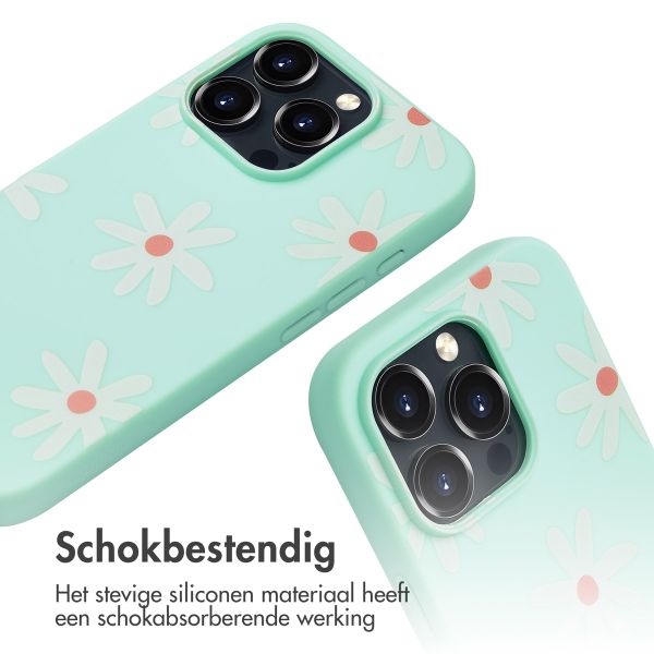 imoshion Siliconen design hoesje met koord iPhone 16 Pro Max - Green Flower Distance