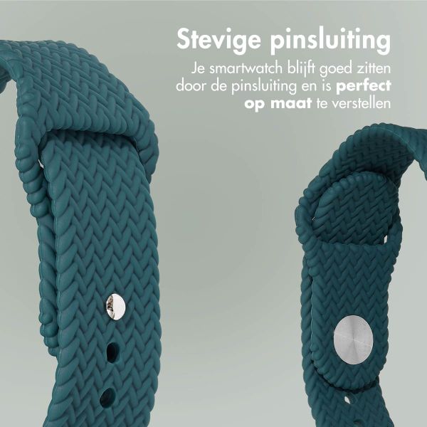 imoshion Siliconen geweven bandje Apple Watch Series 1 t/m 9 / SE (38/40/41 mm) | Series 10 / 11 (42 mm) - Donkergroen