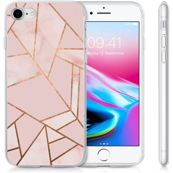 imoshion Design hoesje iPhone SE (2022 / 2020) / 8 / 7 / 6s - Grafisch Koper / Roze