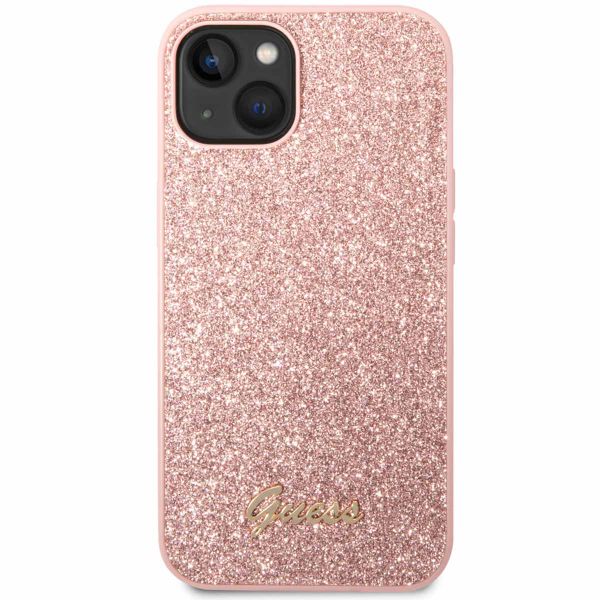 Guess Glitter Flakes Backcover Apple iPhone 14 - Roze
