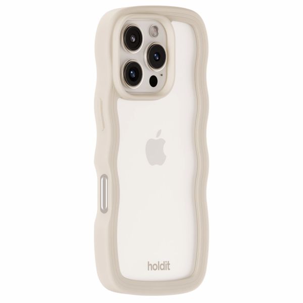 Holdit Wavy Case iPhone 16 Pro - Light Beige / Transparent