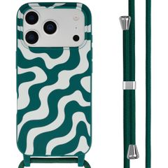 imoshion Siliconen design hoesje met koord Apple iPhone 17 Pro Max - Petrol Green Groovy