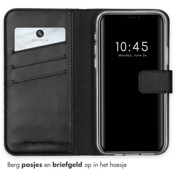 Selencia Echt Leren Bookcase Apple iPhone 12 Pro Max - Zwart