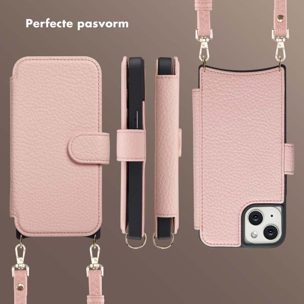 Selencia Riva Bookcase met MagSafe en Koord Apple iPhone 14 / 13 - Old Pink