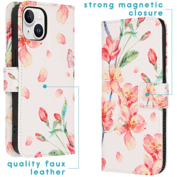 imoshion Design Softcase Bookcase iPhone 15 - Blossom Watercolor