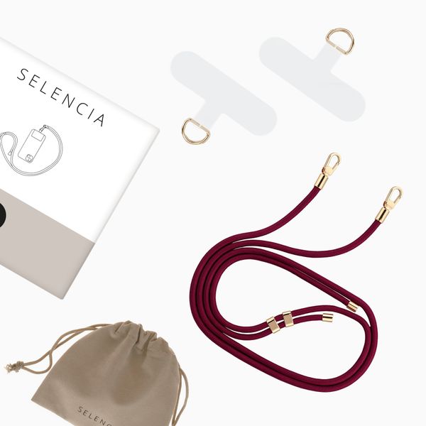 Selencia Universeel Telefoonkoord met 2 haken - verstelbaar - Bold Burgundy