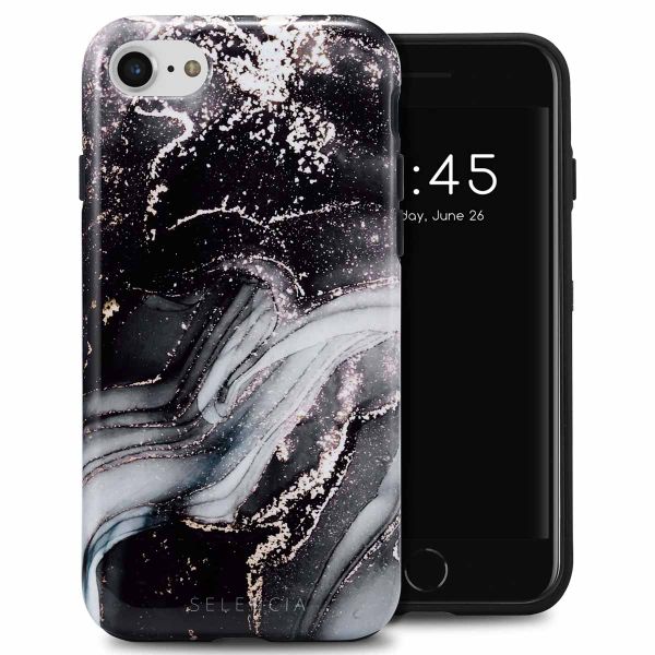 Selencia Vivid Tough Backcover iPhone SE (2022 / 2020) / 8 / 7 / 6(s) - Chic Marble Black