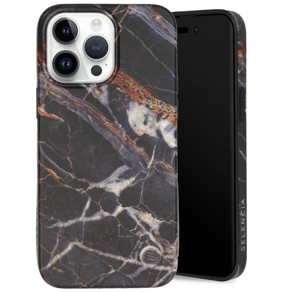 Selencia Aurora Fashion Backcover iPhone 14 Pro Max - Duurzaam hoesje - 100% gerecycled - Zwart Marmer