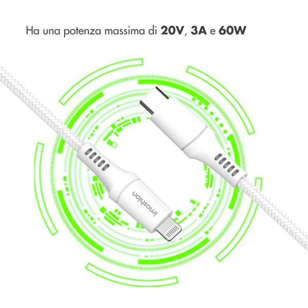imoshion Lightning naar USB-C kabel - Non-MFi - Gevlochten textiel - 1 meter - Wit
