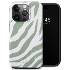 Selencia Vivid Backcover Apple iPhone 15 Pro - Colorful Zebra Sage Green