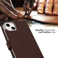 Selencia Genuine Leather Book Case Apple iPhone 14 Plus - Brown