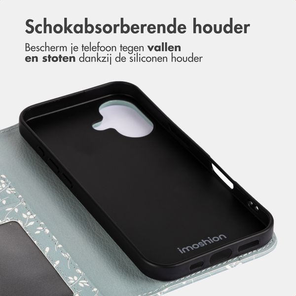 imoshion Design Bookcase Apple iPhone 16 - Smoke Green Flowers