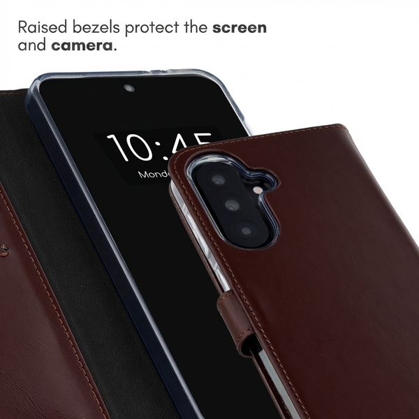 Selencia Genuine Leather Book Case Samsung Galaxy A37 (5G) - Dark Brown