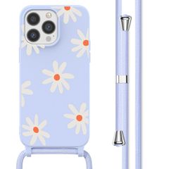 imoshion Siliconen design hoesje met koord iPhone 13 Pro Max - Lila Flower Distance