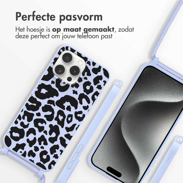 imoshion Siliconen design hoesje met koord iPhone 15 Pro Max - Animal Lila