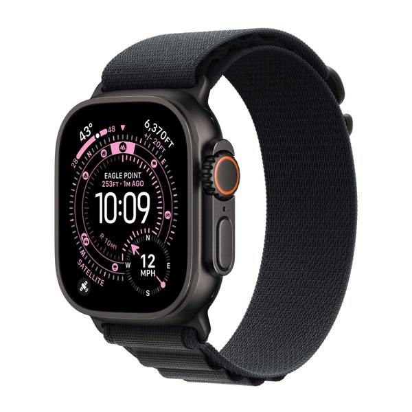Apple Alpine Loop Band Apple Watch Series 1 - 11 / SE / Ultra (44/45/46/49 mm) - Maat L - Black / Natural Titanium